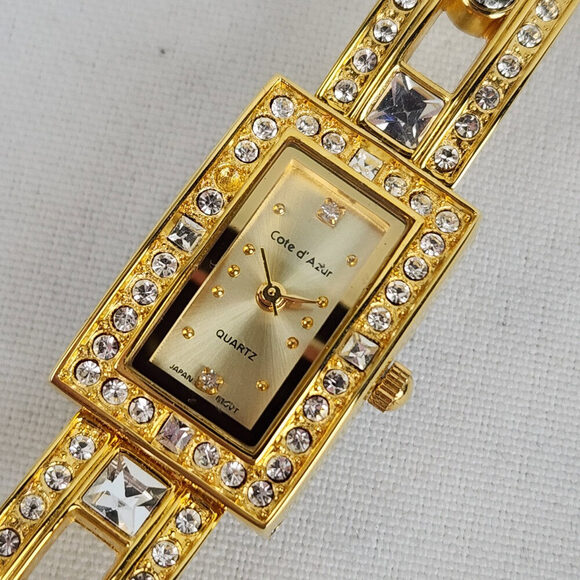 Cote de Azur Gold Tone Crystal Watch - Picture 3 of 6